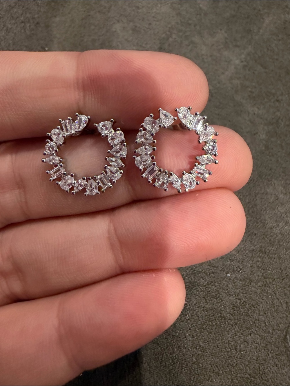 Circular Sparkling CZ Stud Earrings in White - Unbranded